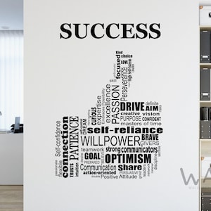 Office Wall Decal Motivational Wall Sticker Success Inspirational Quotes Stickers for Office School Gym Dorm Boys Room Rustic Office
