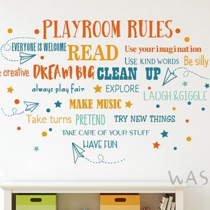 Playroom Rules,Dream Big Be Creative Read Sayings Wall Decals Stickers, Colorful Inspirational Quote Nursery Decor,Playroom School Art Decor