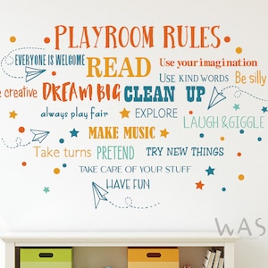 Playroom Rules,Dream Big Be Creative Read Sayings Wall Decals Stickers, Colorful Inspirational Quote Nursery Decor,Playroom School Art Decor