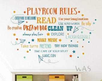 Playroom Rules,Dream Big Be Creative Read Sayings Wall Decals Stickers, Colorful Inspirational Quote Nursery Decor,Playroom School Art Decor