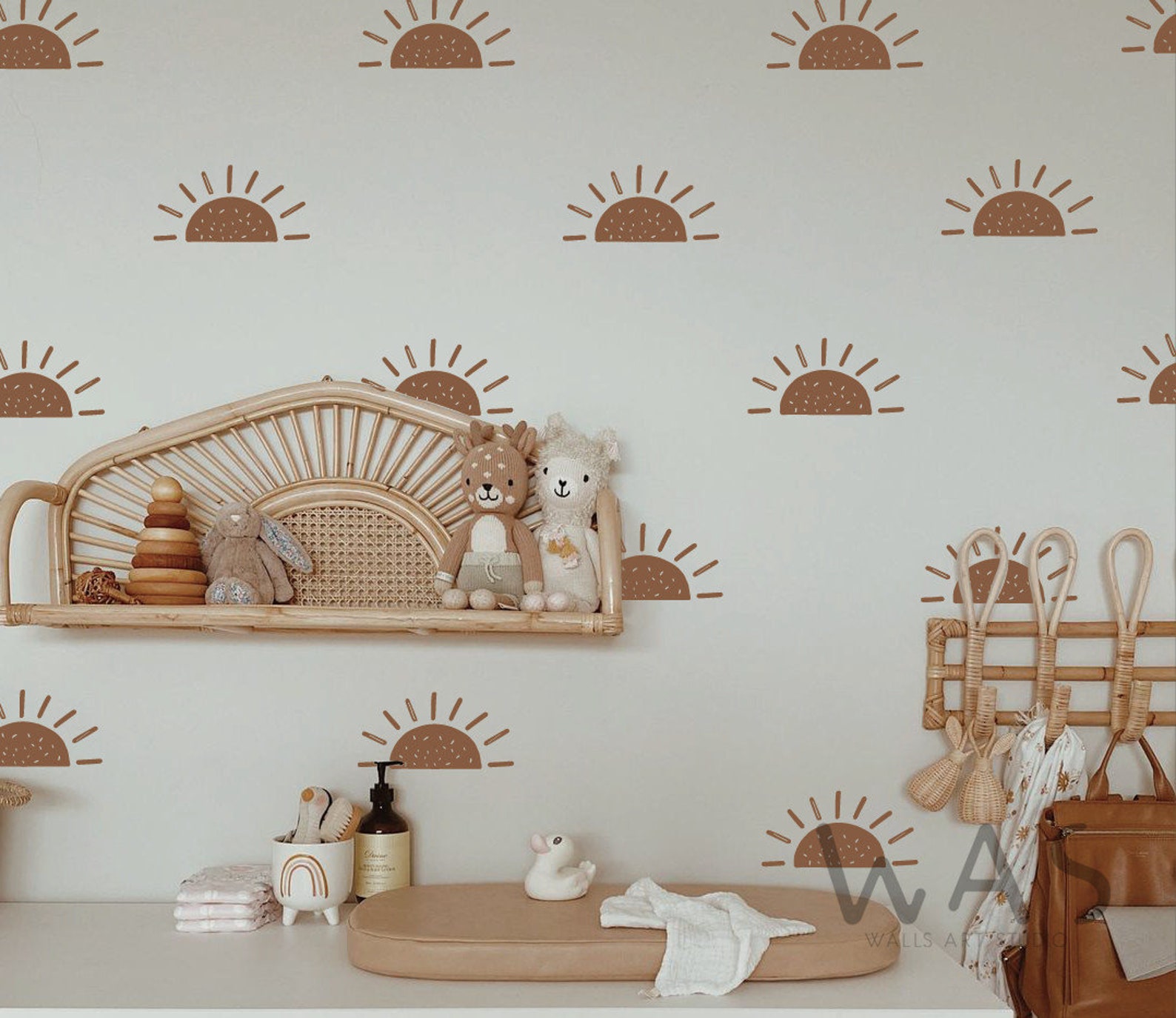 Sun Pattern Wall Decal Half Sun Style Wall Stickernursery - Etsy