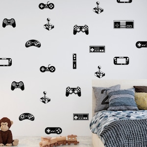 50 Stück Game Controller Wandtattoos - Kinderzimmer Spiel Kunst Wandtattoos, Spielzimmer Wanddekor Vinyl Aufkleber für Jungen Schlafzimmer Gaming Wandtattoo