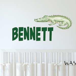 Cute Alligator Wall Decal, Boys, Personlized Name With Alligator Wall Decals, Crocodile Wall Stickers, Boys Room Wall Decal
