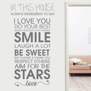 In This House Wall Decal Family Wall Art Smile Be Sweet Vinyl Wall Decal For Bedroom Wall Art Family Quotes Wall Sticker