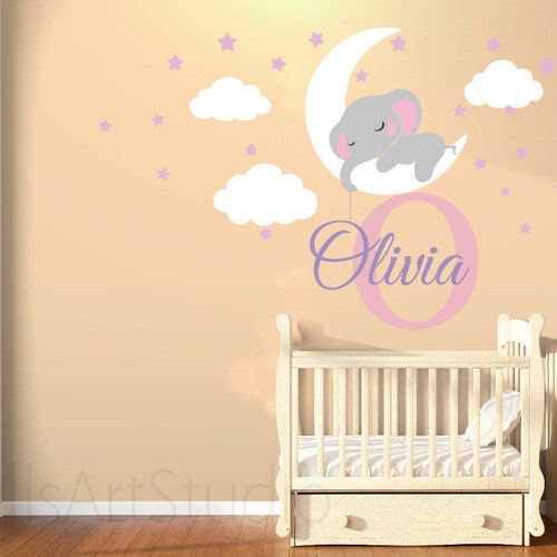 Elephant Decal custom Names With Baby Elephant Decal Etsy