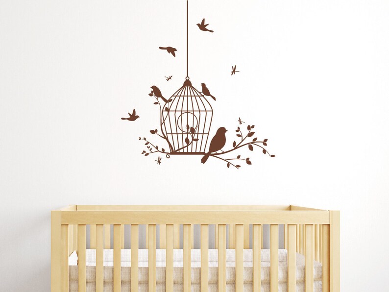 Birdcage Wall Decals Nursery Birds Vinyl Wall Stickers Etsy