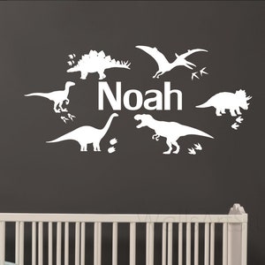 Dinosaur Name Wall Decals,  Dinosaur  Stickers, Nursery Kid&#39;s Dinosaur Wall Stickers,Boy&#39;s Room Wall Decor, Dinosaur Vinyl Decals