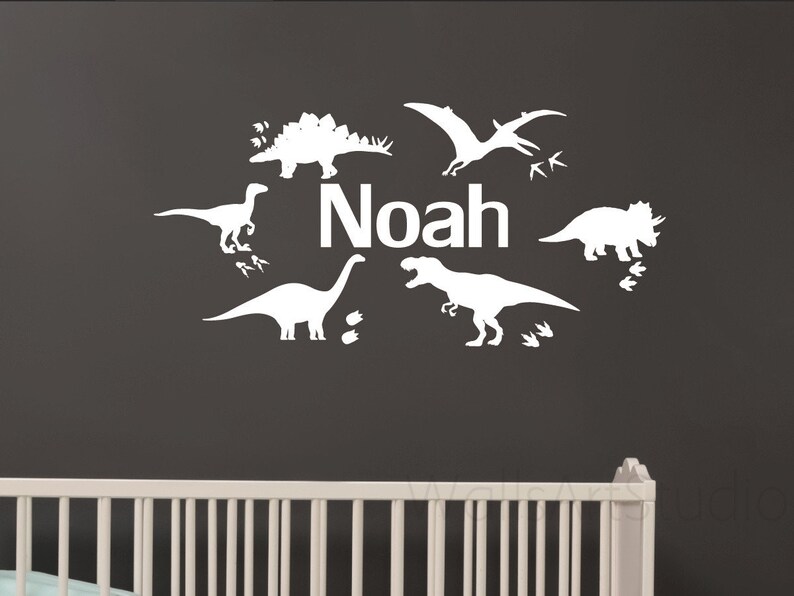 Dinosaur Name Wall Decals Dinosaur Stickers Nursery Etsy