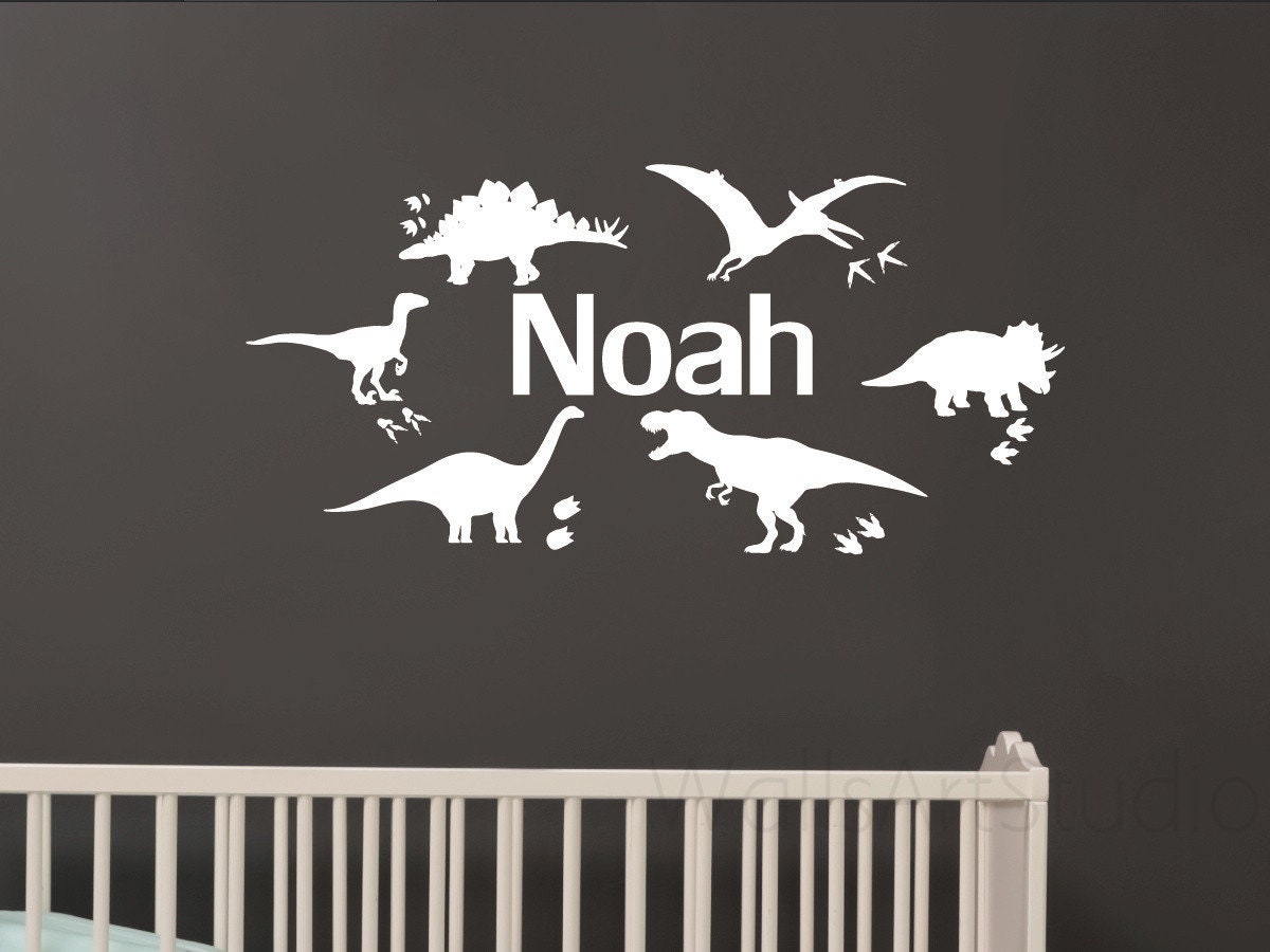 Dinosaur Name Wall Decals Dinosaur Stickers Nursery Etsy