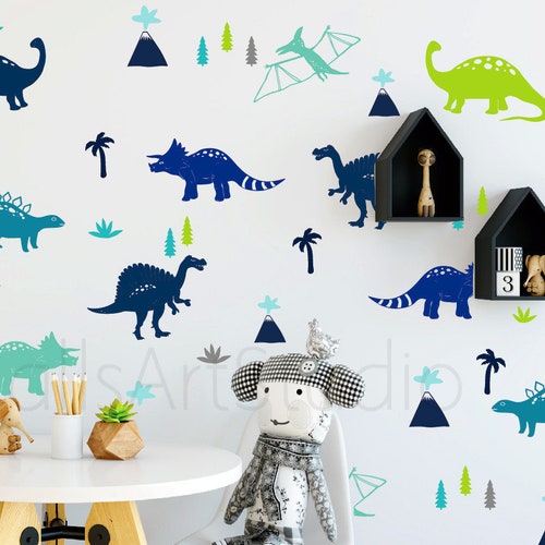 Dinosaur Wall Stickers/decal Watercolour Dinosaur Nursery Wall Etsy