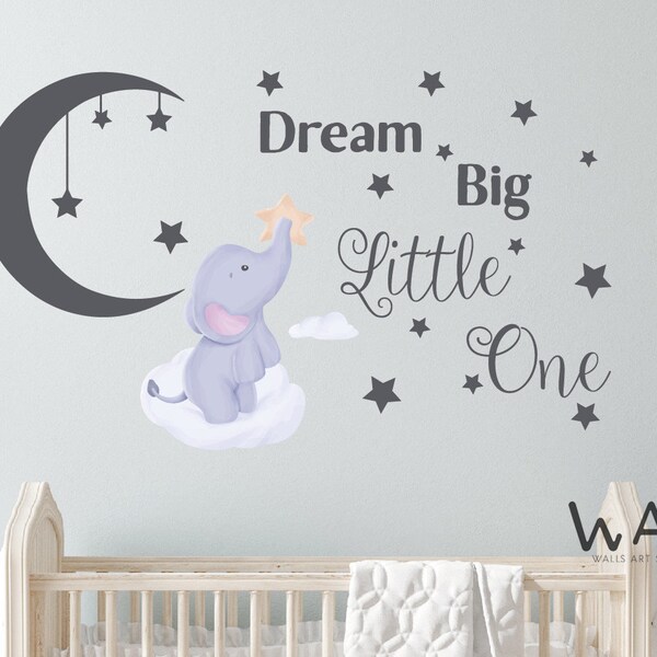 Decowall Dream Big Little One Wall Stickers – World Map With Animals – Kids Bedroom Decor