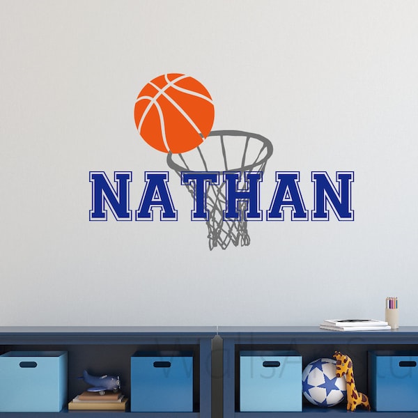 Personalized Name Basket Ball Wall Decor, Custom Viny Name Decal Sticker , Boy's Room Wall Decor, Sticker For Boy's Room