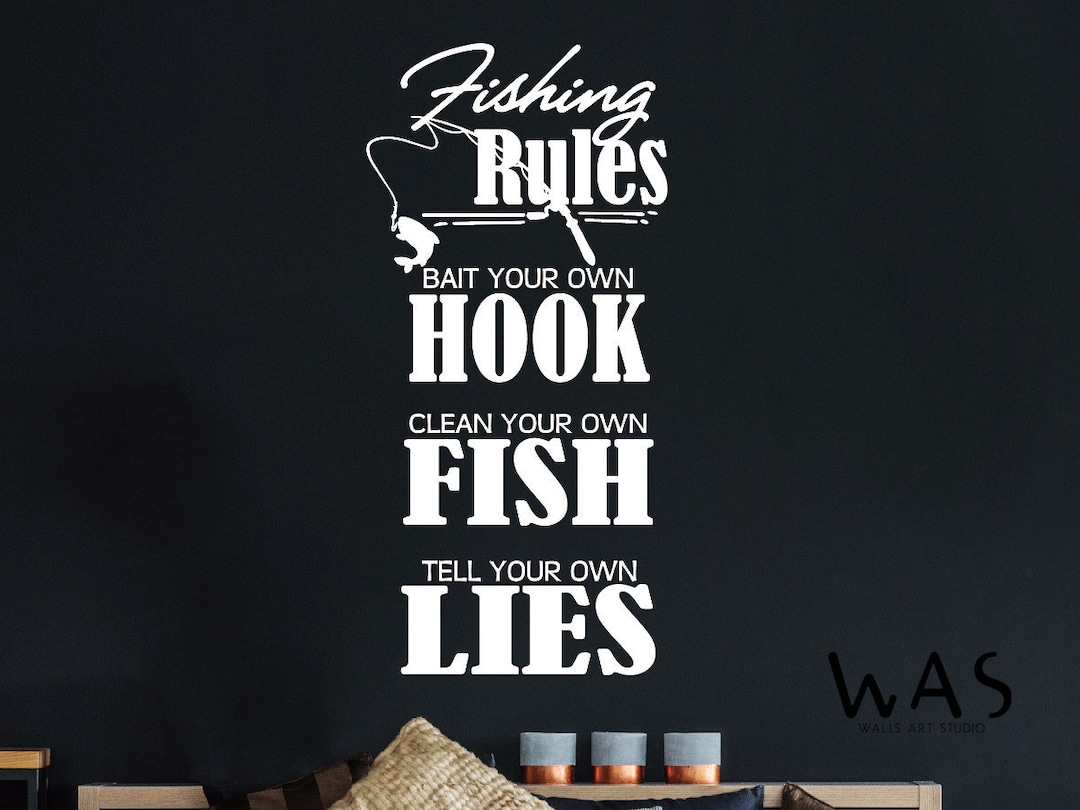 Fishing Rules Wall Decals, Fishing Wall Sticker, Wall Decor Fishing