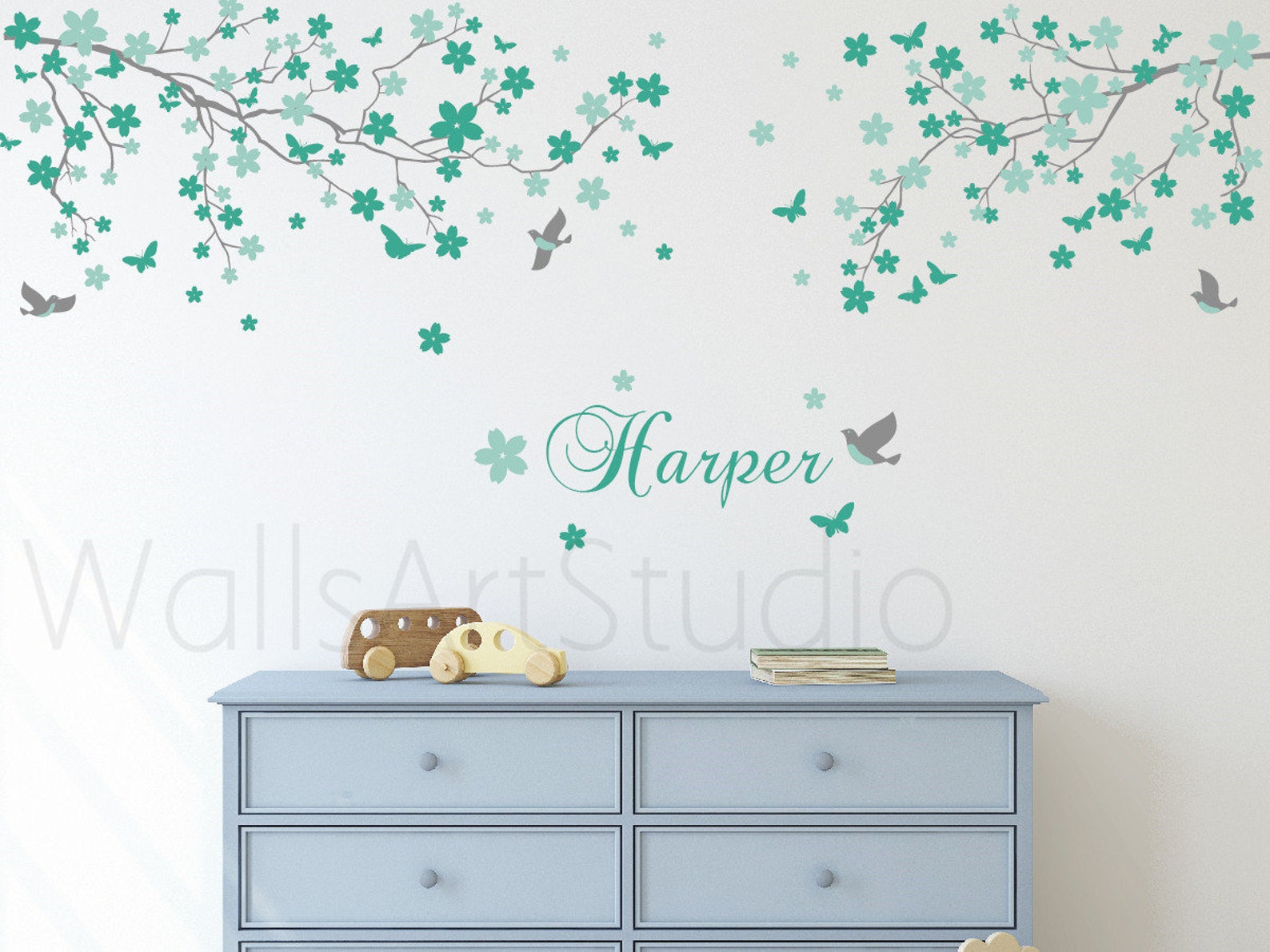 Cherry Blossom Tree Wall Decal Baby Room Tree Wall Sticker Etsy Nederland