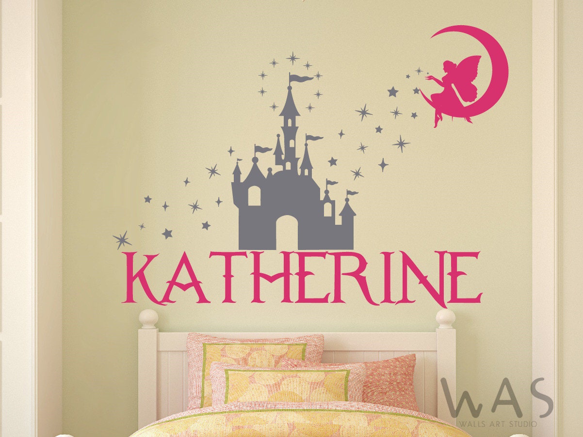 Personalized Girl Name With Moon Fairy Wall Decal Princess - Etsy