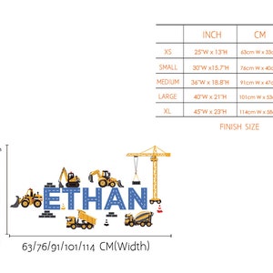 Nome personalizzato con adesivi murali per camion da cantiere, nome personalizzato in stile strada per costruzioni con adesivi murali scavatori, adesivi murali per stanza del ragazzo immagine 5