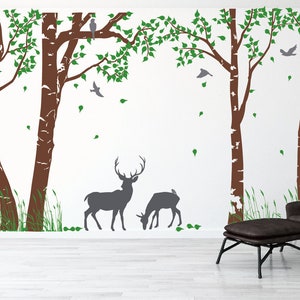 Large Birch Tree  Wall Decals, Nursery Forest Family Tree Wall Stickers, Cedar Wall  Decor,Large Birch Tree Wall Decals, Large Tree Wall Art