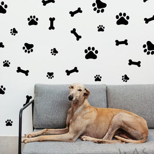 84 Pieces Dog Paw Sticker Dog Room Decor for Walls Dog Pup Removable Vinyl Wall Sticker Decoration Animal Footprint for Kid Pets Room Decor image 2