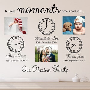 In These Moments Time Stood Still Vinyl Wall Sticker With Clock Wall Art For Home Decor