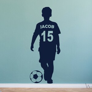 Personalized Soccer Player Name Wall Sticker – Boy's Room Decor, Custom Color