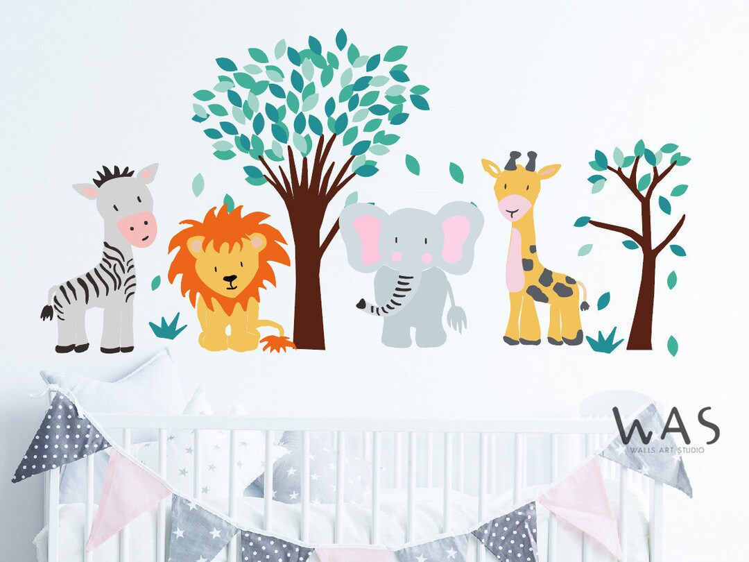 Woodland Animals Wall Decal Cute Safari Animals Wall Decal for Kids ...