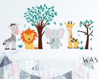 Woodland Animals Wall Decal Cute Safari Animals Wall Decal for Kids Removable Wall Decals African Animals Wall Stickers,Peel and Stick Decal