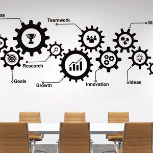 Teamwork Gear Office Quotes, Office Rules, Office Motivation Wall Stickers, Office Inspire Wall Decals, Office Wall Art Office Wall Decor