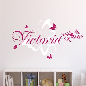 Butterfly With Name Wall Decal, Butterfly With Personalized Name  Wall Decal,  Butterfly  Sticker For Girl&#39;s Room Wall