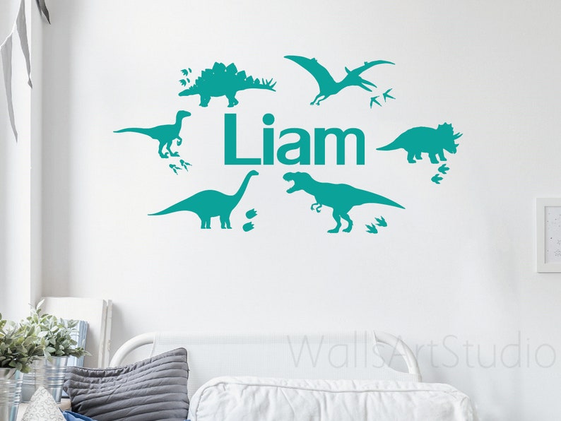 Dinosaur Name Wall Decals Dinosaur Stickers Nursery Etsy