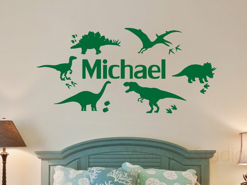 Dinosaur Name Wall Decals Dinosaur Stickers Nursery Etsy