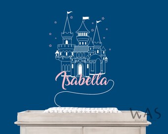 Castle Name Wall Decal, Princess Castle Wall Decor, Girls Room Wall Decor , Nursery Wall Decal,Children's Room Wall Decor