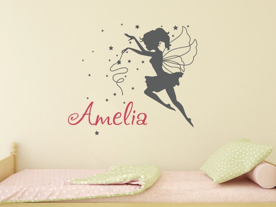 Fairy Wall Decal,Personalized Name Decal,Girl Kids Wall Decal,Girls Wall Art,Monogram Vinyl Wall Decal,Baby Nursery Wall Decal  PZ0291