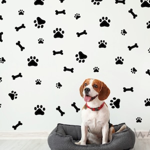 84 Pieces Dog Paw Sticker Dog Room Decor for Walls Dog Pup Removable Vinyl Wall Sticker Decoration Animal Footprint for Kid Pets Room Decor image 1