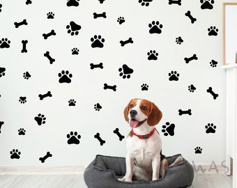 84 Pieces Dog Paw Sticker Dog Room Decor for Walls Dog Pup Removable Vinyl Wall Sticker Decoration Animal Footprint for Kid Pets Room Decor