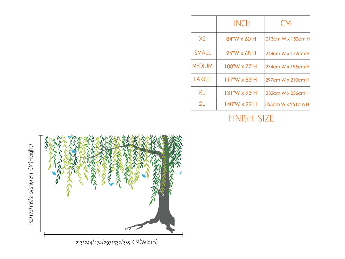 Weeping Willow Wall Decals Hanging Vines Willow Leaf Wall Etsy