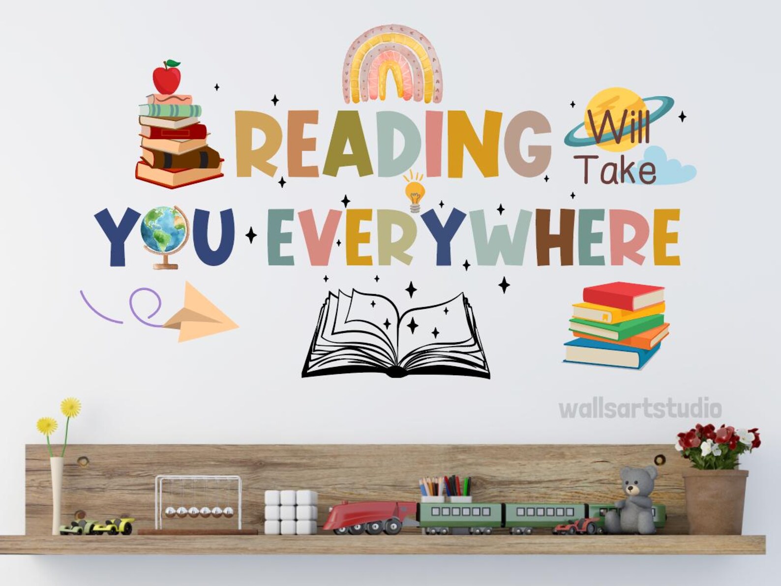 Reading Will Take You Everywhere Wall Stickers Inspirational Quote