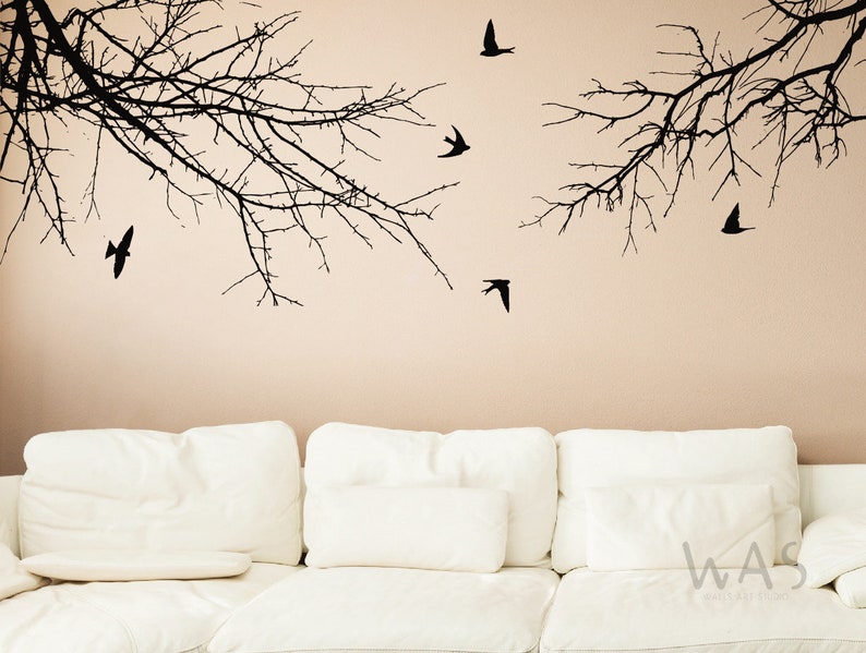 Tree Branch With Birds Wall Decal, Branches Birds Vinyl Sticker ...