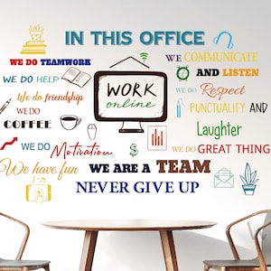 In This Office Inspirational Wall Decals, Office Wall Decor, Positive Sayings Office Stickers,  Motivational We are A Team Wall Decals