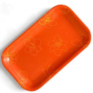 Slightly Flawed Orange Floral Tray