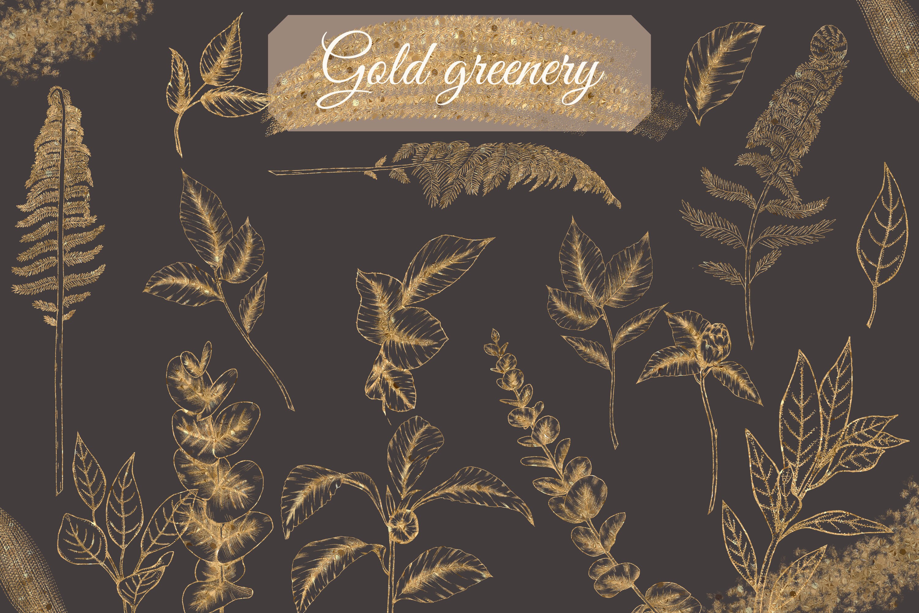 Gold flowers clipart golden floral png gold wedding clip | Etsy