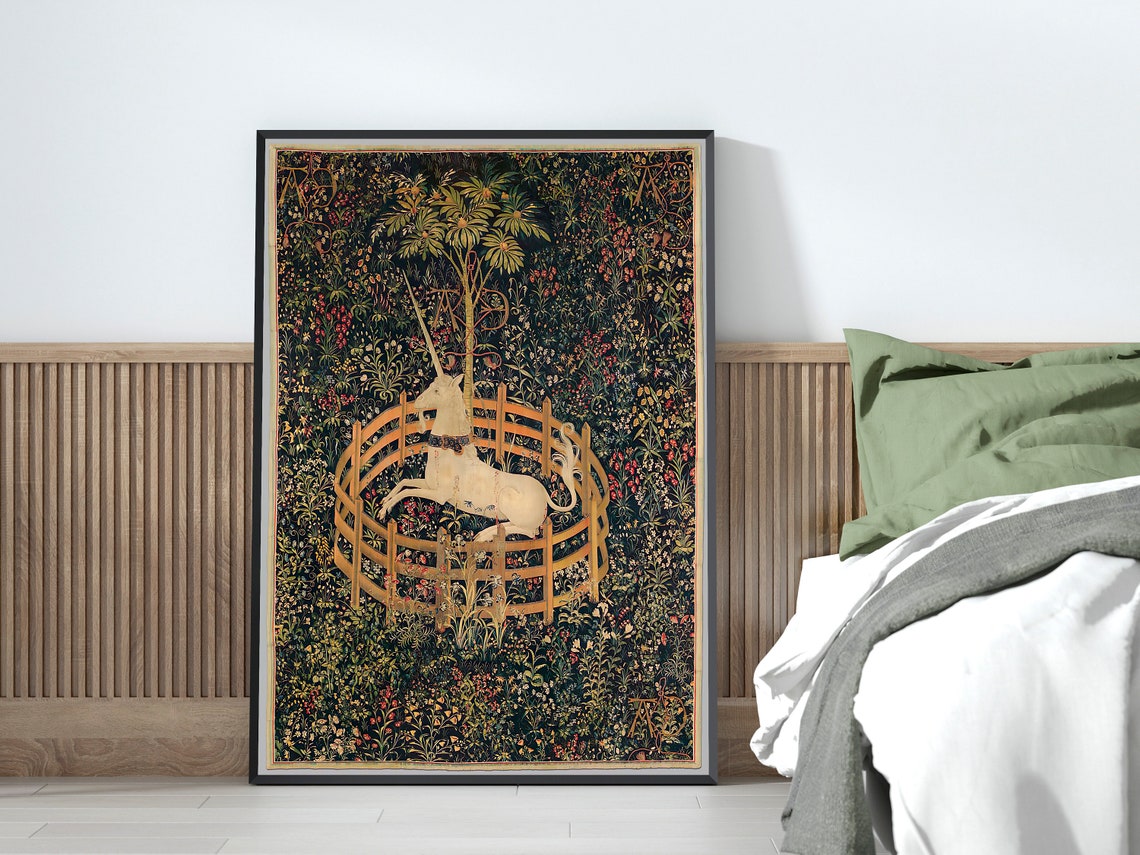 The Unicorn Rests in a Garden 14951505. Canvas Print Giclee | Etsy