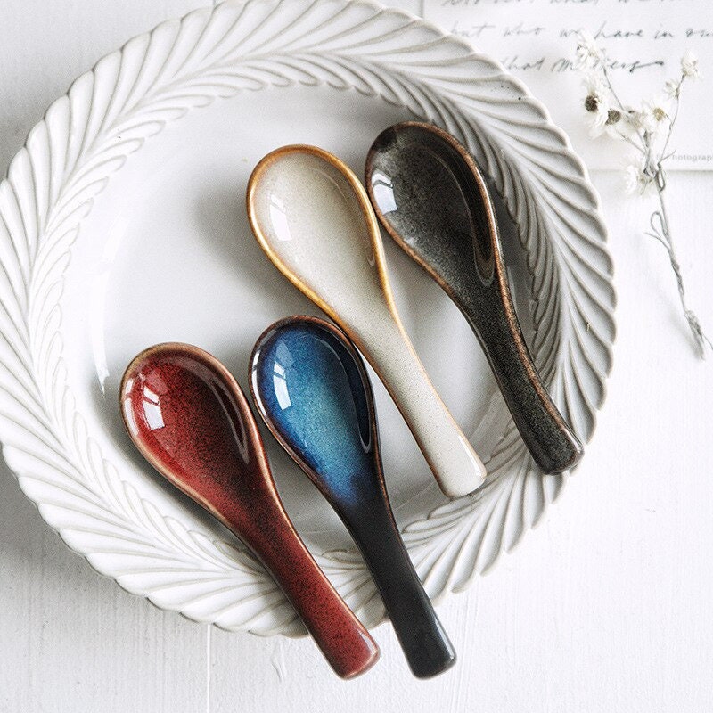 Ceramic Spoon Set 10/5/2PCS Japanese Ceramic Spoon Soup Etsy