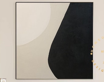 Large Beige Minimalist Abstract Painting Boho Wall Art Contemporary Abstract Acrylic Canvas Art for Living Room Decor