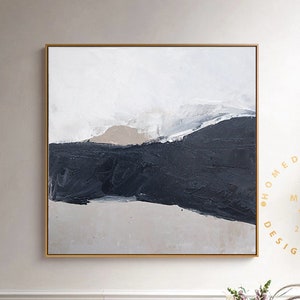 Large Neutral Abstract Painting, Mountain Abstract Wall Art, Modern Wall Art Bedroom Decor, Gray Painting, Landscape Oil Painting, 40x40 Art
