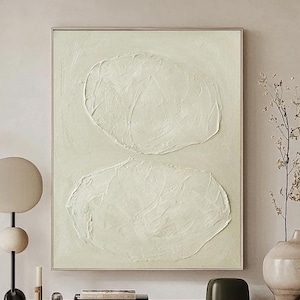 Minimalist 3D Textured Abstract Painting Beige Earth Tones Wall Art