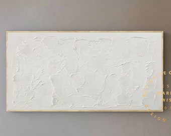 Scandinavian White Abstract Painting, White Textured Painting, White Landscape Art Canvas Abstract, Minimal Textured Artwork for Room Wall