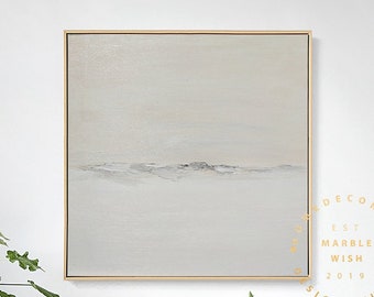 Extra Große Abstrakte Leinwand Kunst, Minimalistische Übergröße Abstrakte Wandkunst, Creme Malerei Beige Malerei, Neutrale abstrakte Kunst, Minimale Malerei