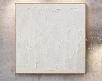 Large Contemporary Textured Pure White Abstract Wall Art 3D Minimalist Canvas Abstract Art Acrylic Painting Living Room Wall Art Decor