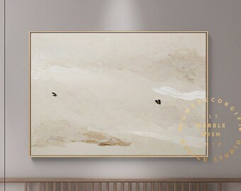Large Abstract Beige Oil Painting Textured Minimalist Canvas Art