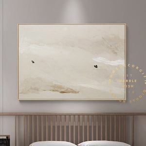 Large Abstract Canvas Art, Beige Brown Painting, Cloudy Oil Paintings on Canvas, Textured Oil Painting for Room Decor, Minimal Wall Art